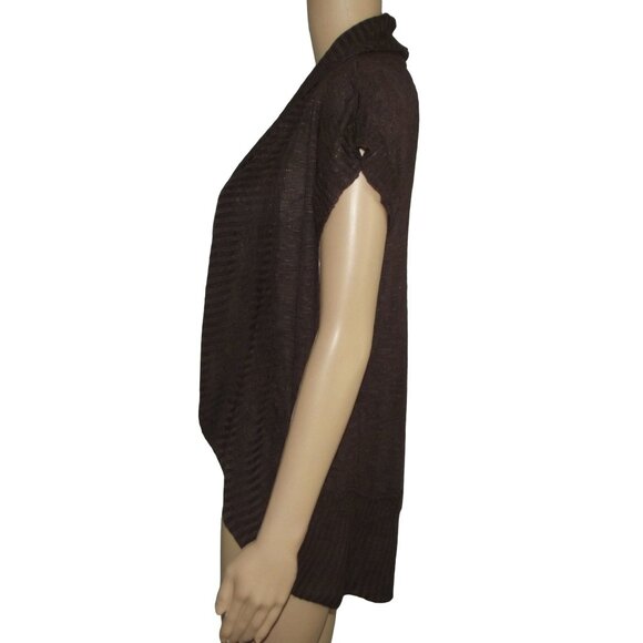 Dots Cardigan Sweater Womens Sz Medium lightweight short sleeve brown open front - Picture 5 of 9